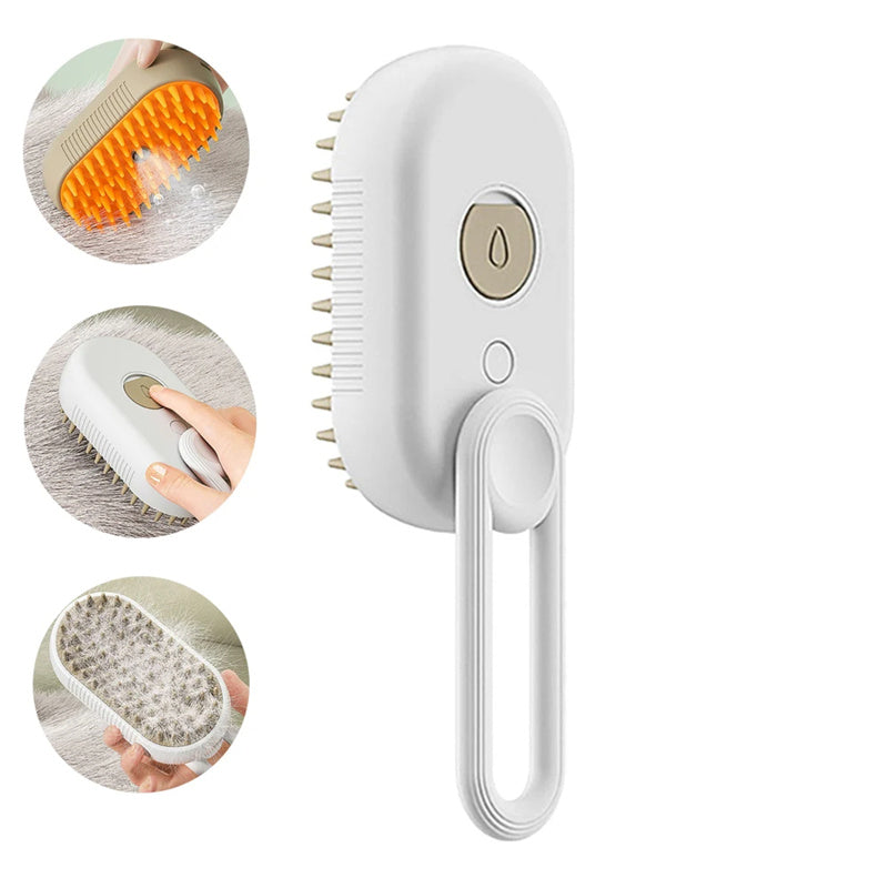3-in-1 Steam Pet Grooming Brush — Self-Cleaning De-Shedder for Dogs & Cats