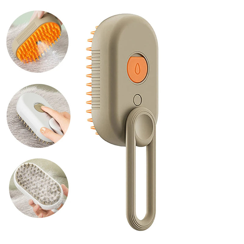 3-in-1 Steam Pet Grooming Brush — Self-Cleaning De-Shedder for Dogs & Cats