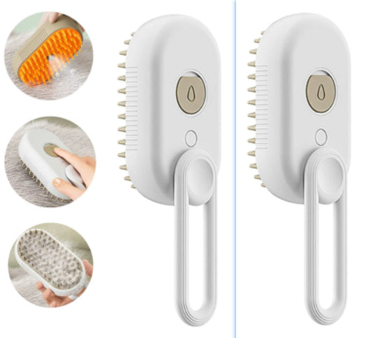 3-in-1 Steam Pet Grooming Brush — Self-Cleaning De-Shedder for Dogs & Cats