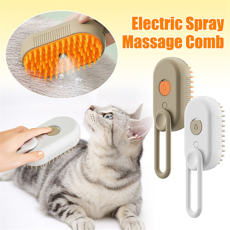 3-in-1 Steam Pet Grooming Brush — Self-Cleaning De-Shedder for Dogs & Cats