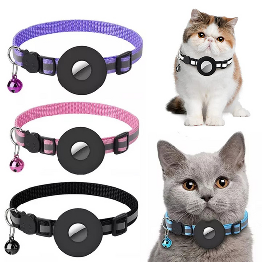 AirTag Pet Collar — Reflective Waterproof Tracker Holder for Dogs & Cats