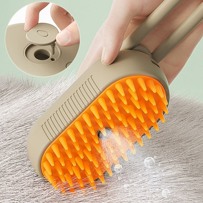 3-in-1 Steam Pet Grooming Brush — Self-Cleaning De-Shedder for Dogs & Cats