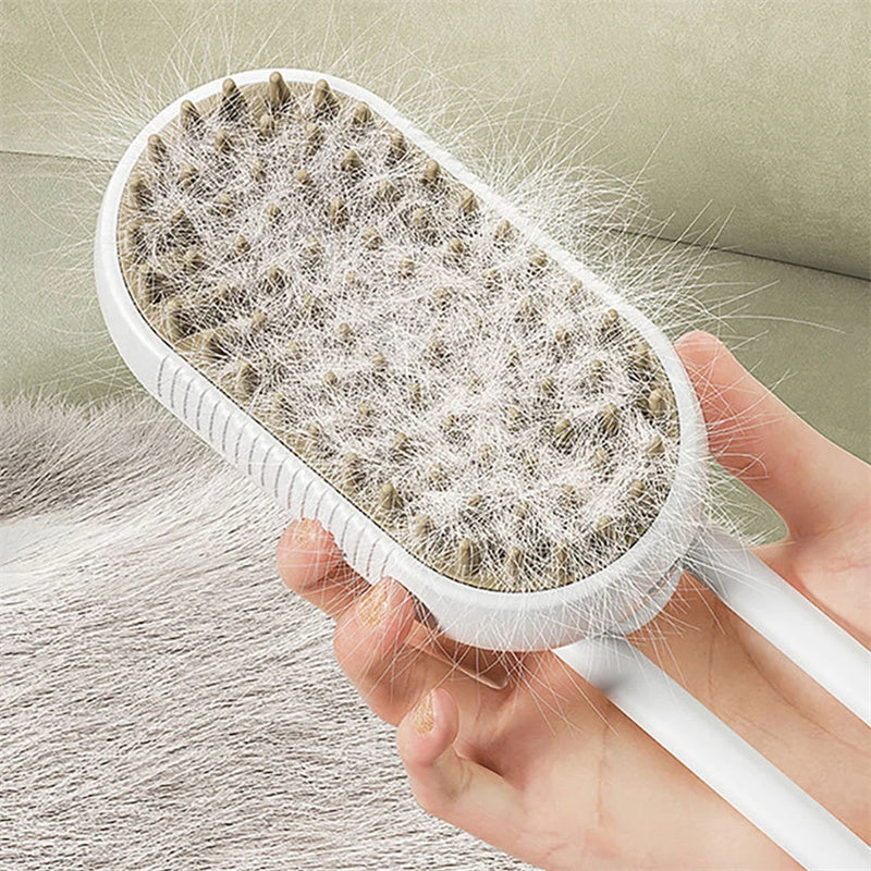 3-in-1 Steam Pet Grooming Brush — Self-Cleaning De-Shedder for Dogs & Cats