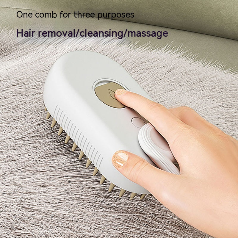 3-in-1 Steam Pet Grooming Brush — Self-Cleaning De-Shedder for Dogs & Cats