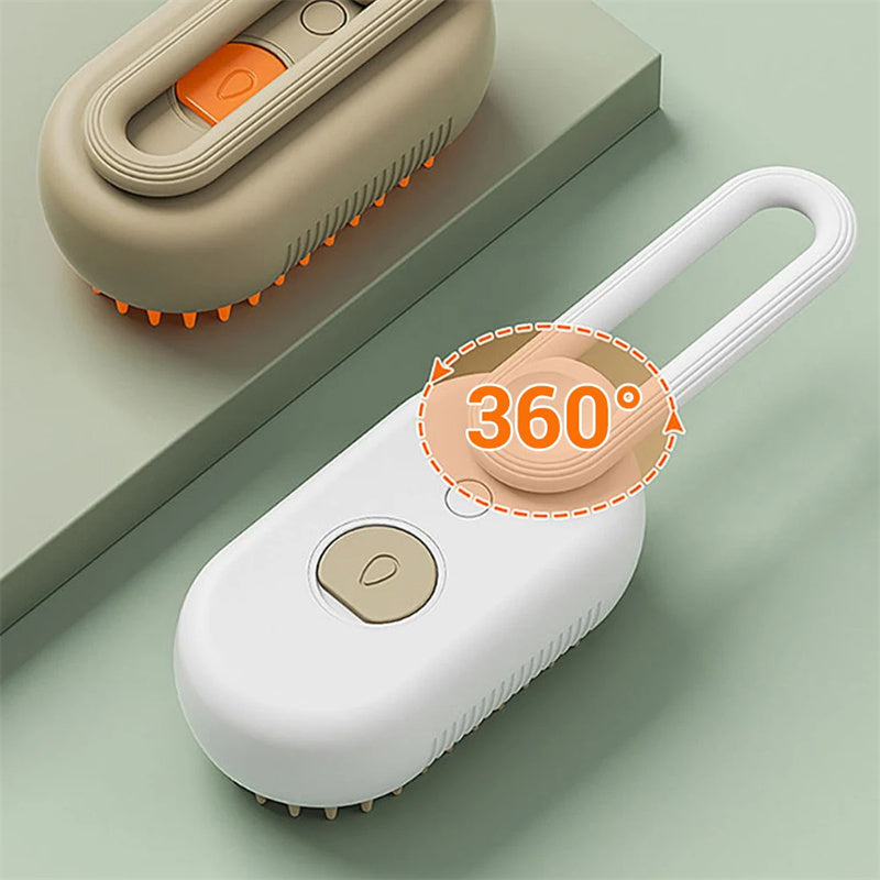3-in-1 Steam Pet Grooming Brush — Self-Cleaning De-Shedder for Dogs & Cats